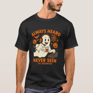 T-shirt Opérateur 911 Halloween Dispatch Police Or Mince