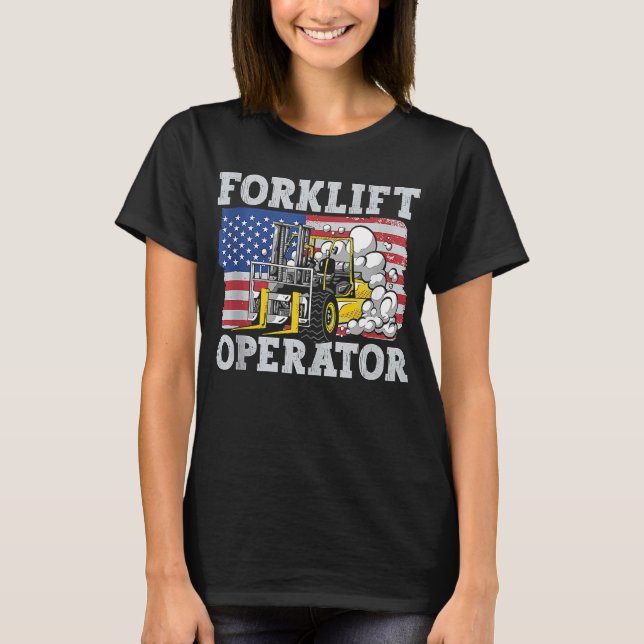 T-shirt Opérateur de chariot élévateur à drapeau (Devant)