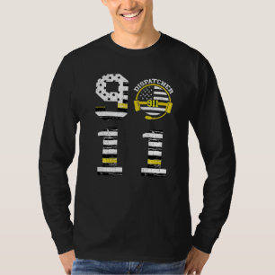 T-shirt Opérateur de dispatching 911 Mince ligne jaune Amo