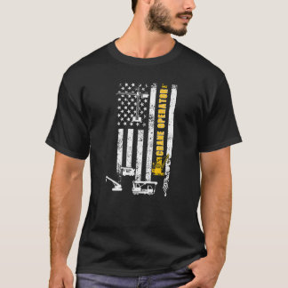T-shirt Opérateur de grue fier Drapeau américain Conducteu