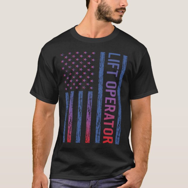 T-shirt Opérateur de levage de drapeau américain (Devant)