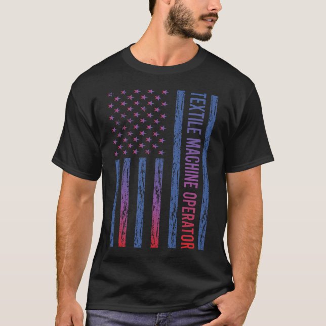 T-shirt Opérateur de machine textile de drapeau américain (Devant)