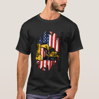 T-shirt Opérateur d'équipement lourd Drapeau américain Opé