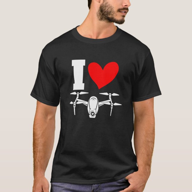 T-shirt Opérateur Fvp de contrôle à distance I Heart Drone (Devant)