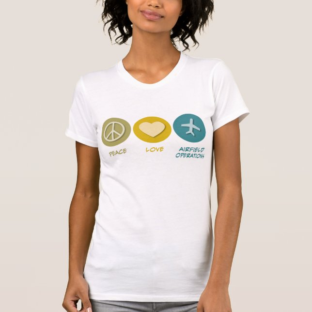 T-shirt Opérations d'aérodrome d'amour de paix (Devant)