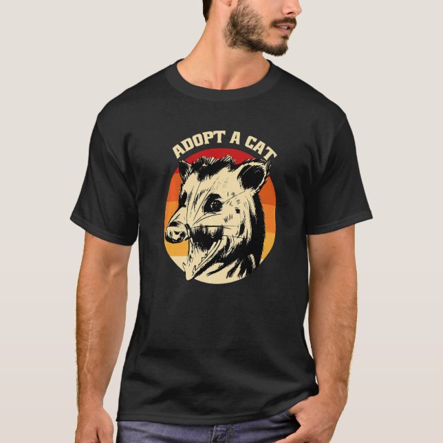 T-shirt Opossum Adopte Un Chat (Devant)