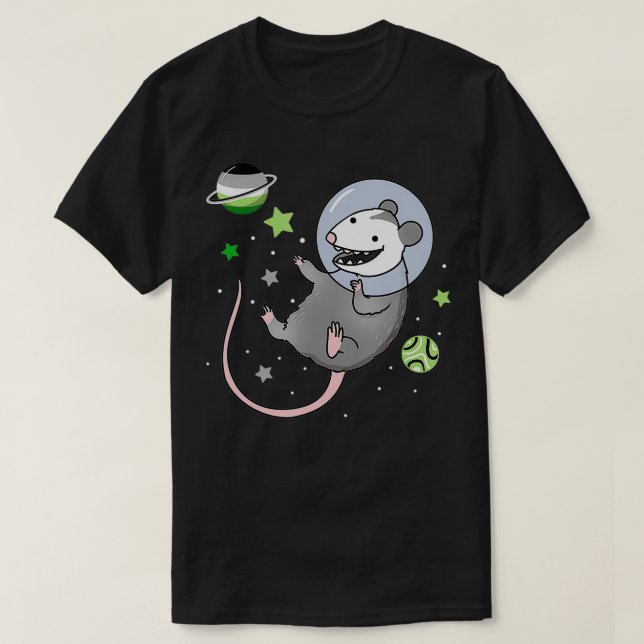 T-shirt Opossum Aromantique Dans L'Espace Fierté Aromantiq (Design devant)