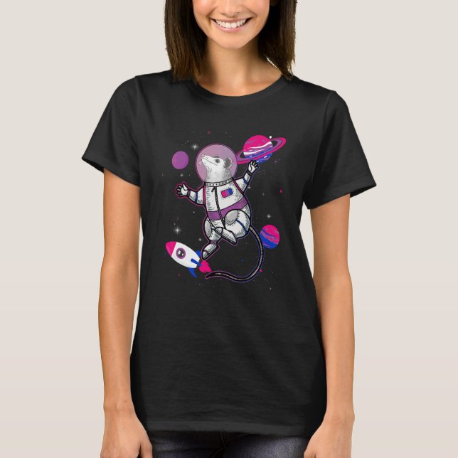 T-shirt Opossum Dans L'espace Drapeau Bisexuel Fierté De L (Devant)