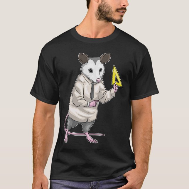 T-shirt Opossum enseignant triangle règle math (Devant)