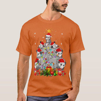 T-shirt Opossum Possum Arbre de Noël Lumières Drôle Orname