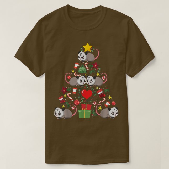 T-shirt Opossum Possum Arbre de Noël Ornament Arbre drôle (Design devant)