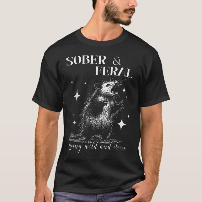T-shirt Opossum Sobre Et Sauvage Drôle (Devant)