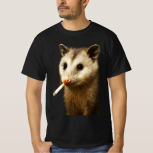 T-shirt Opossum Stupide et Drôle Fumant une Cigarette