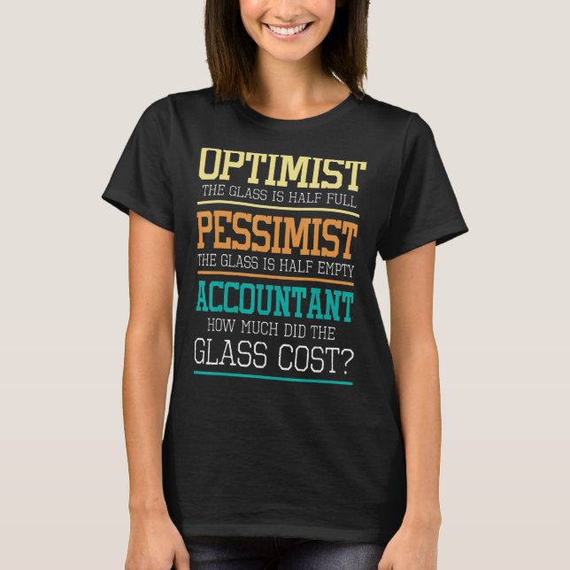 T-shirt Optimist Joke Comptabilité Comptable Public Librai (Devant)