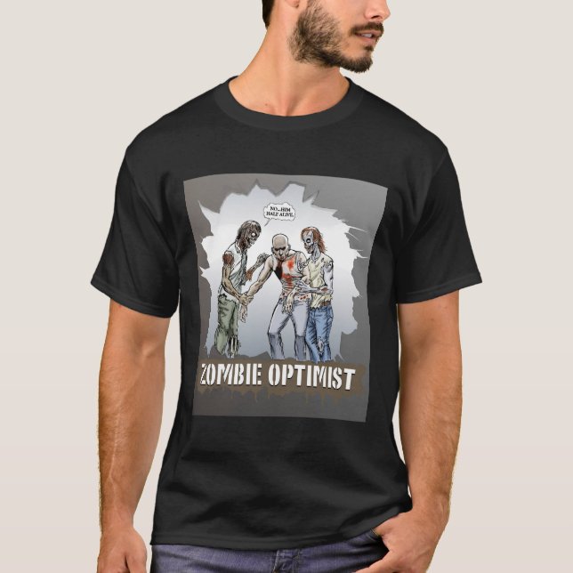 T-shirt Optimiste de zombi - noir (Devant)