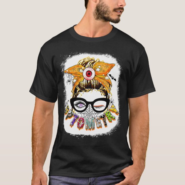 T-shirt Optométrie Messy Lunettes Bun Halloween blanchies (Devant)