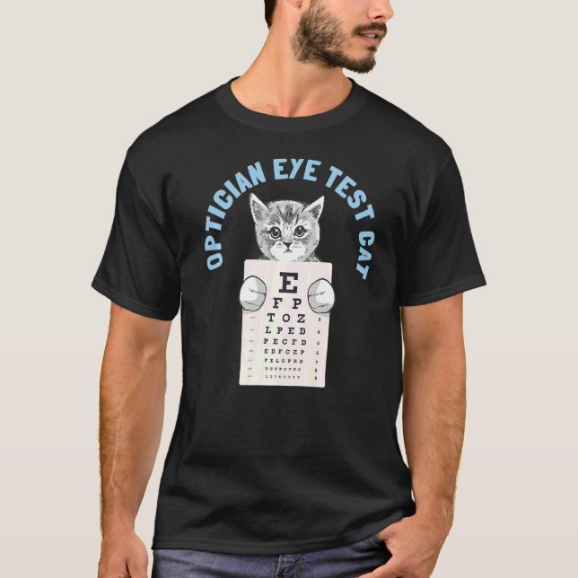 T-shirt Optométristes Opticiens Test oculaire Cat (Devant)