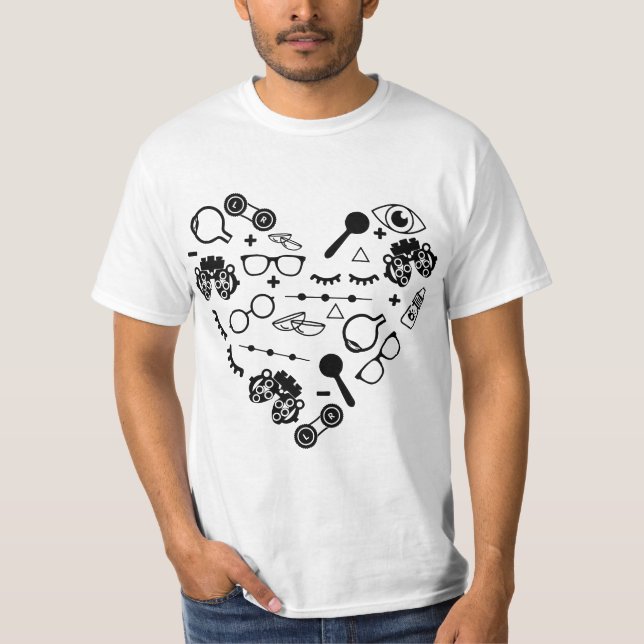 T-shirt Optometry Symbols Heart Eyeglasses Spectacles Opti (Devant)