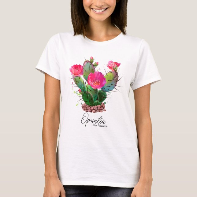 T-shirt Opuntia fleurit dans les pierres (Devant)
