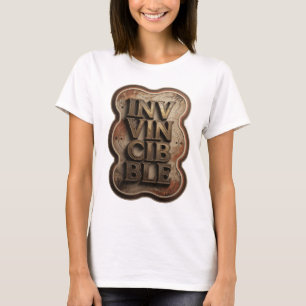 T-shirt Or Art Textuel 3D en Or Classique INVINCIBLE