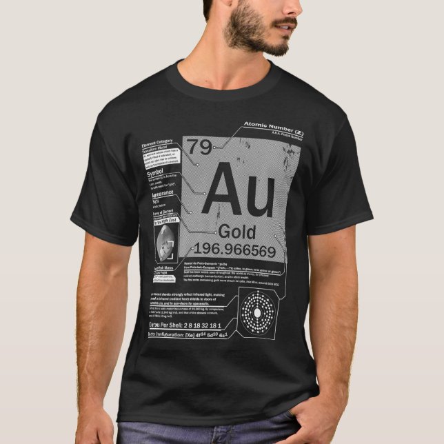 T-shirt Or Au Élément atomique Numéro 79 Science (Devant)
