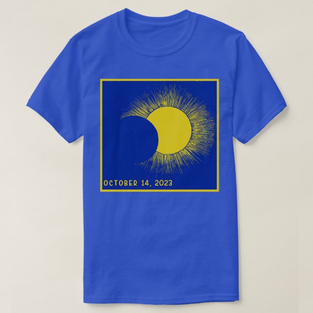 T-shirt Or bleu et jaune doux Total Eclipse 2023 (Design devant)