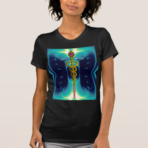 T-shirt OR CADUCEUS MÉDICALE SYMBOLE, bleu turquoise Turqu