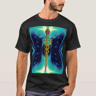 T-shirt OR CADUCEUS MÉDICALE SYMBOLE, bleu turquoise Turqu