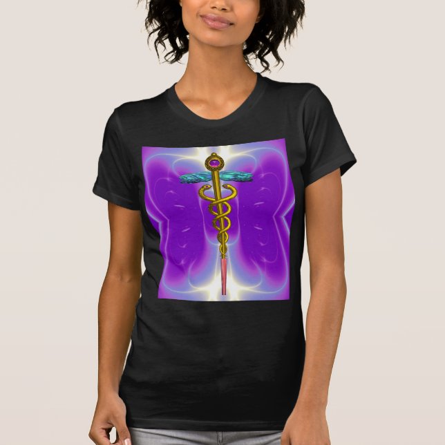 T-shirt OR CADUCUS SYMBOLE MÉDICALE, Violet (Devant)