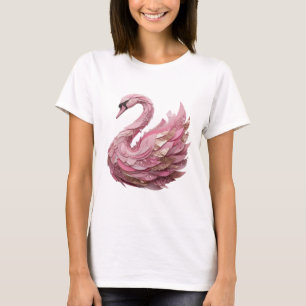 T-shirt Or Dynamique Impression Cygne ROSE