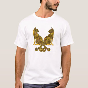 T-shirt or en bronze des chats 6 celtiques