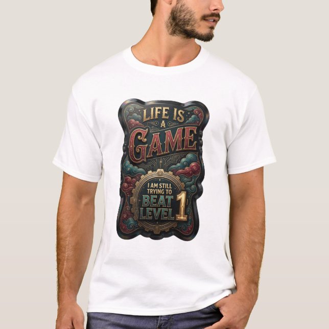 T-shirt Or frais LIFE IS A GAME Texte en 3D (Devant)