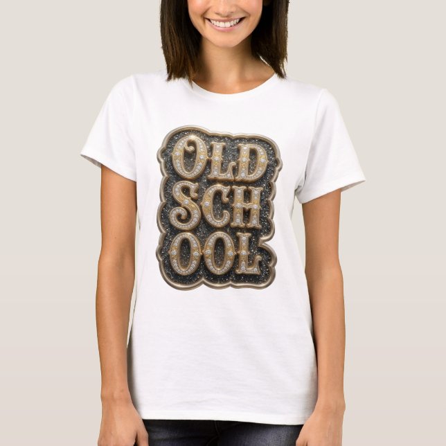 T-shirt Or frappant Conception personnalisée OLD SCHOOL (Devant)