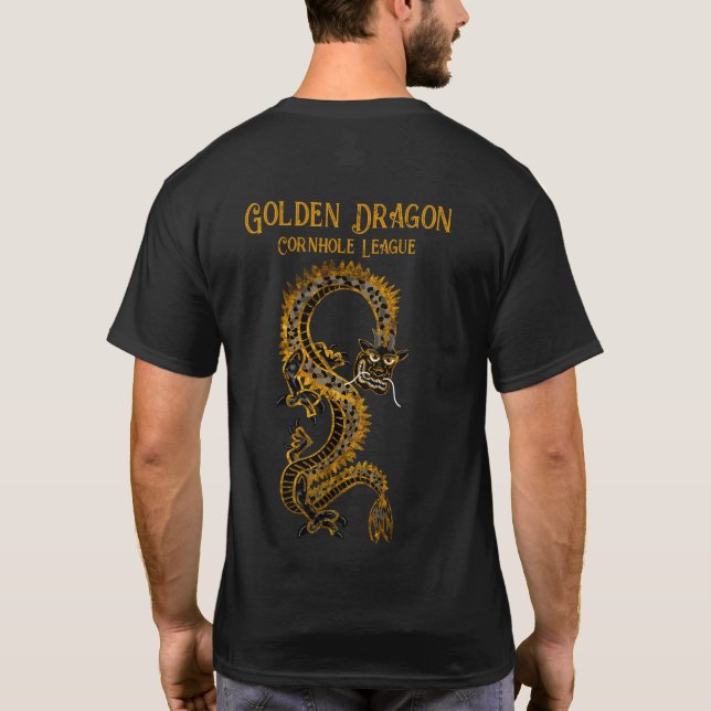 T-shirt Or gris noir | Golden Dragon (Dos)