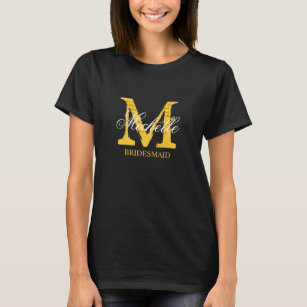 T-shirt Or jaune décoré d'un monogramme fait sur commande
