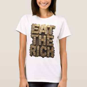 T-shirt Or Or Jaune Mangez les RICHES Création audacieuse