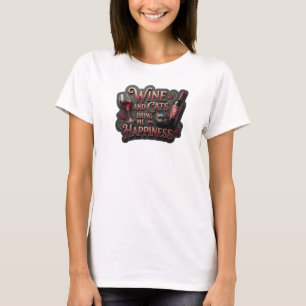 T-shirt Or pur WINE ET CHATS M'APPORTENT LE BONHEUR