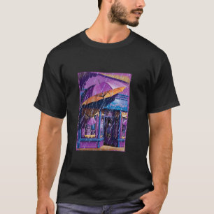 T-shirt Orage Pluvieux Parapluie Violet