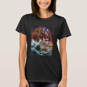 T-shirt Orang-outan monstrueux tel Kraken attaquant un nav