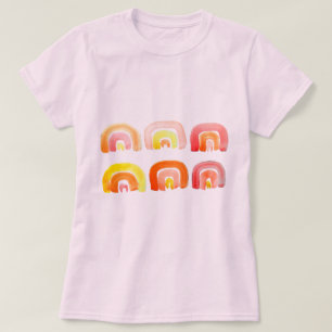 T-shirt Orange arc-en-ciel art rétro mignon