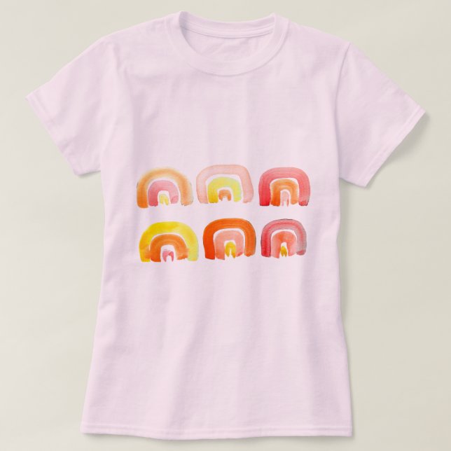T-shirt Orange arc-en-ciel art rétro mignon (Design devant)