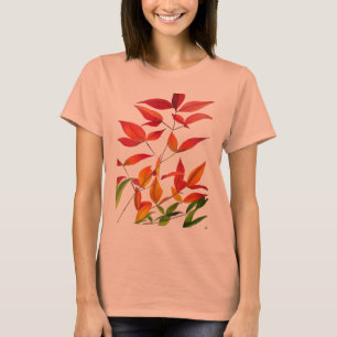 T-shirt Orange Autumn laisse l'aquarelle originale