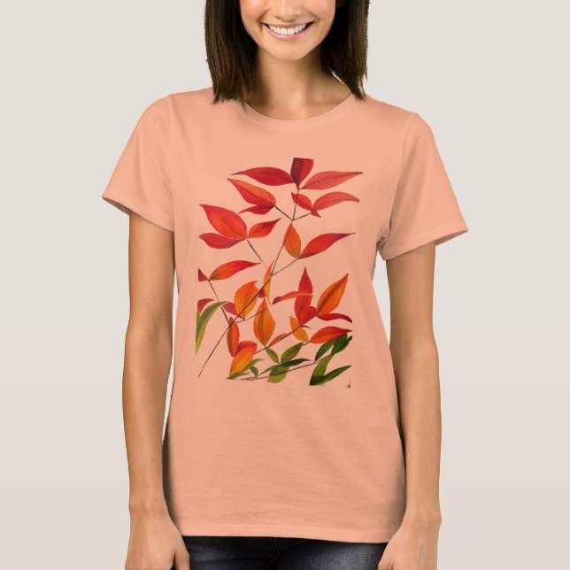 T-shirt Orange Autumn laisse l'aquarelle originale (Devant)