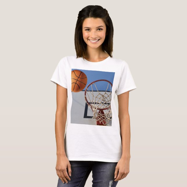 T-shirt Orange Basketball Sur Le Point De Score Points, (Devant entier)