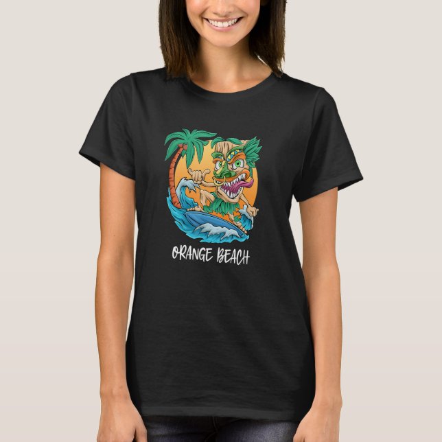 T-shirt Orange Beach Alabama Surf Tiki Beach Vacation M (Devant)