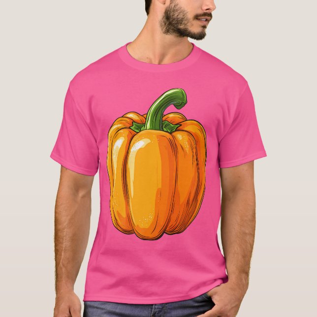 T-shirt Orange Bell Pepper Retro Vintage (Devant)