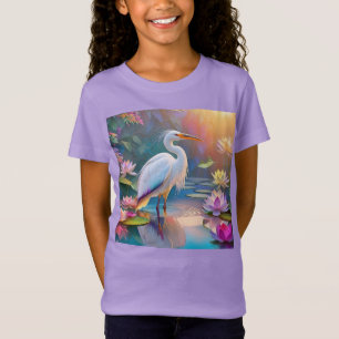 T-Shirt Orange Billed White Heron Imaginaire Bird