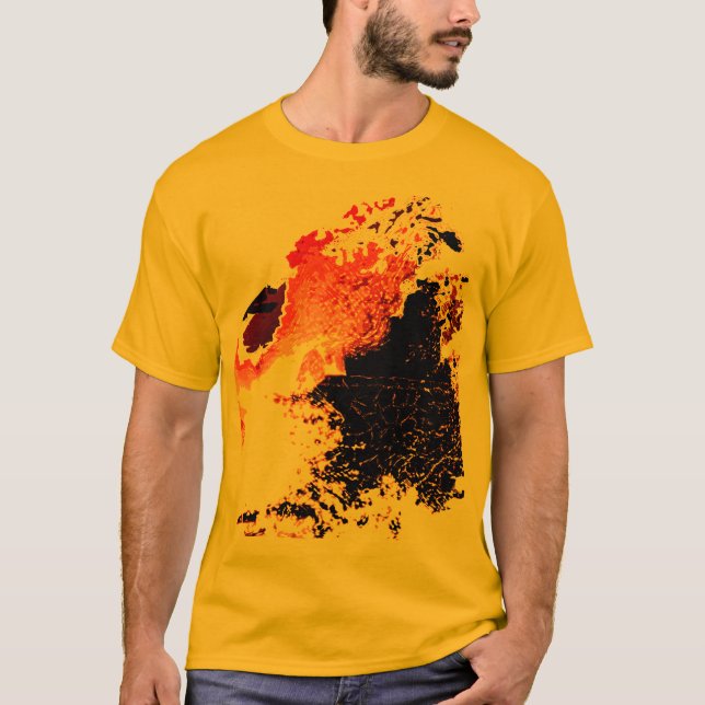 T-shirt Orange Black Jaune Abrite Peinture Splashes Design (Devant)