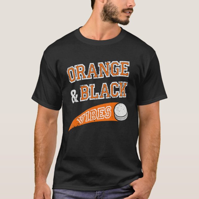 T-shirt Orange & Black Vibes Hockey Team Fan (Devant)