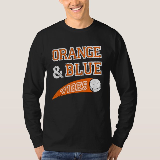 T-shirt Orange & Blue Vibes Hockey Team Fan (Devant)